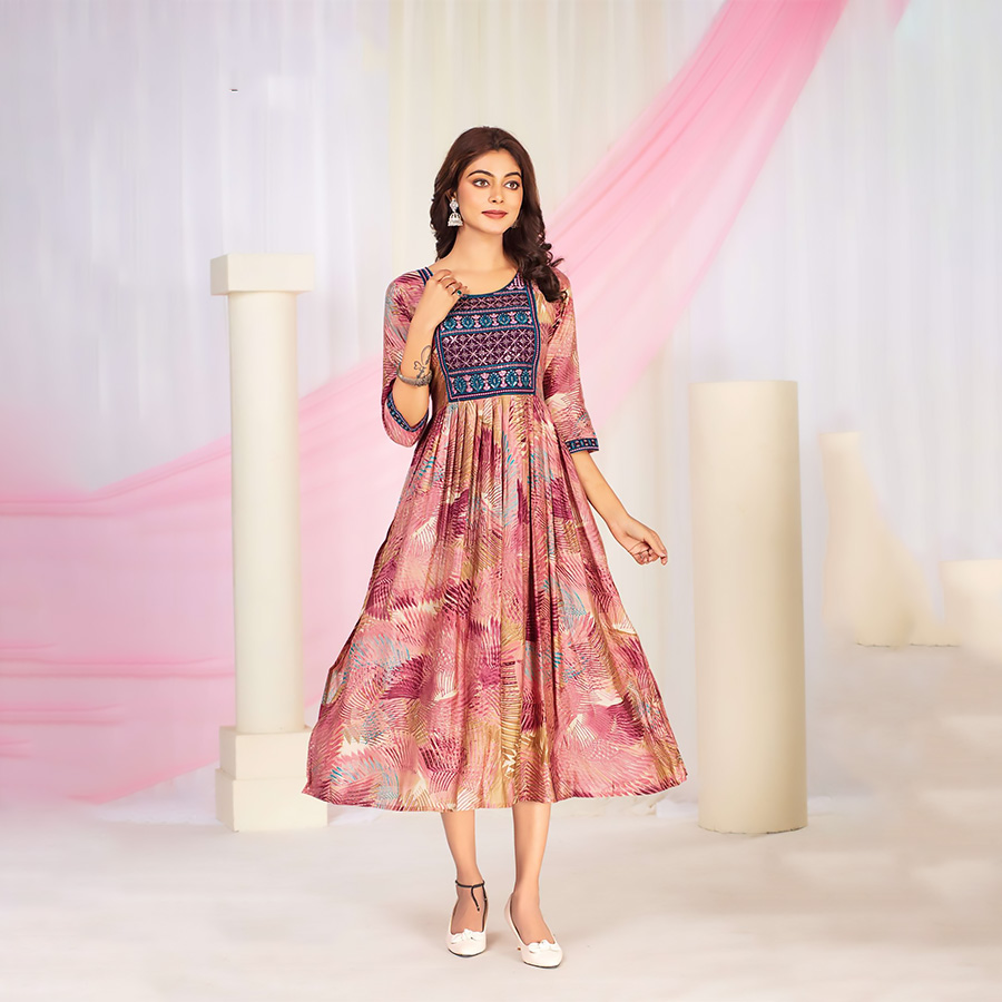 Peach Modal Printed Kurtis