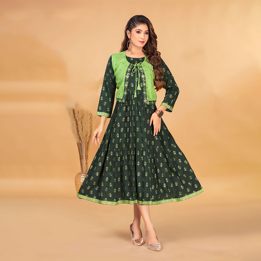 Sea green Rayon Casual Kurtis