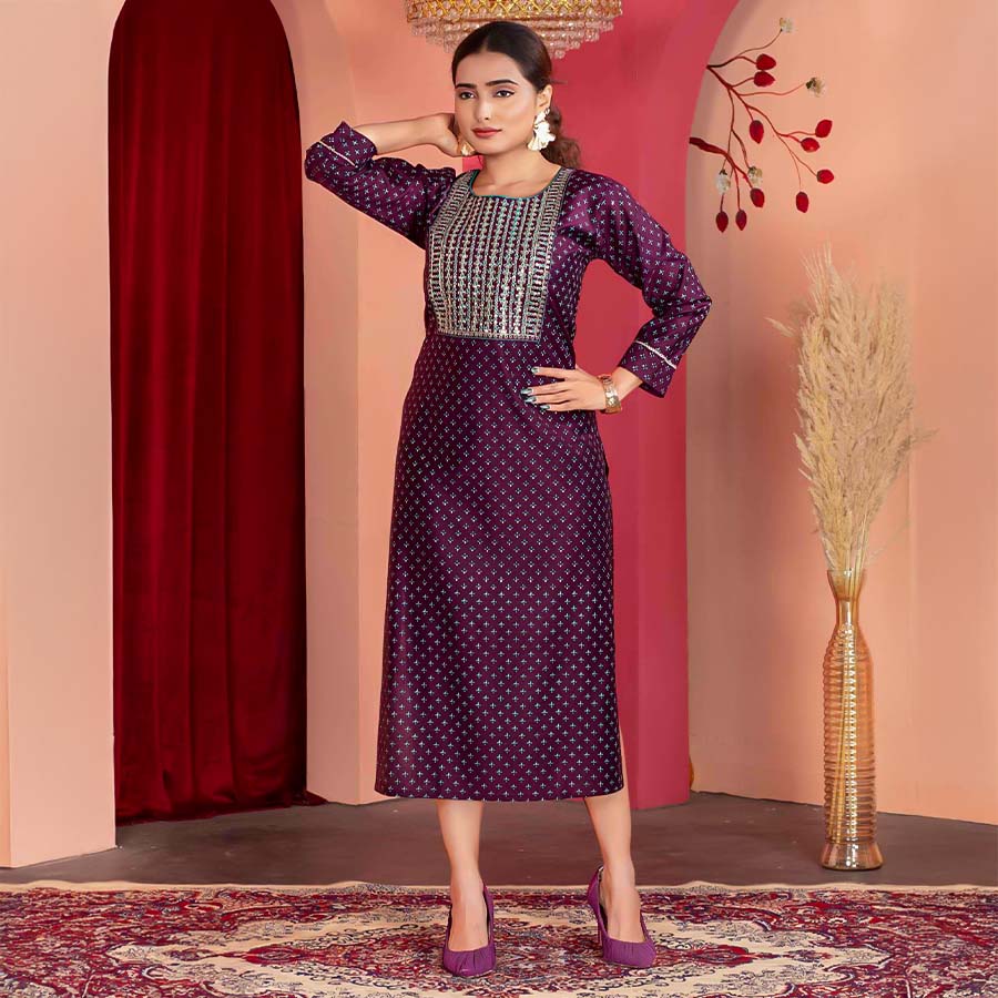 Purple Vertican Casual Wear Kurti