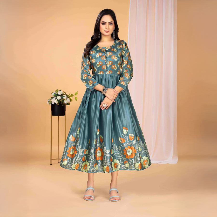 Grey  Stylon Silk Casual Wear Kurti