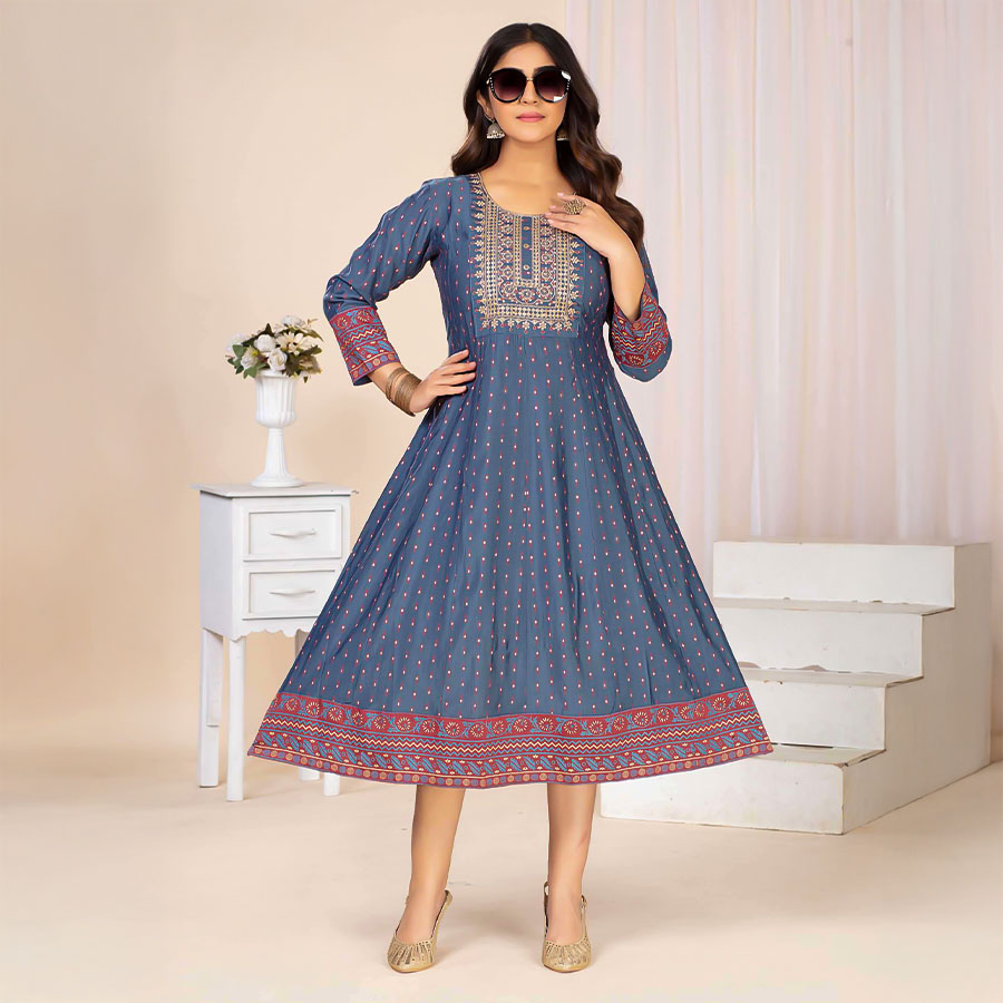 Violet Chanderi Casual Wear Kurti