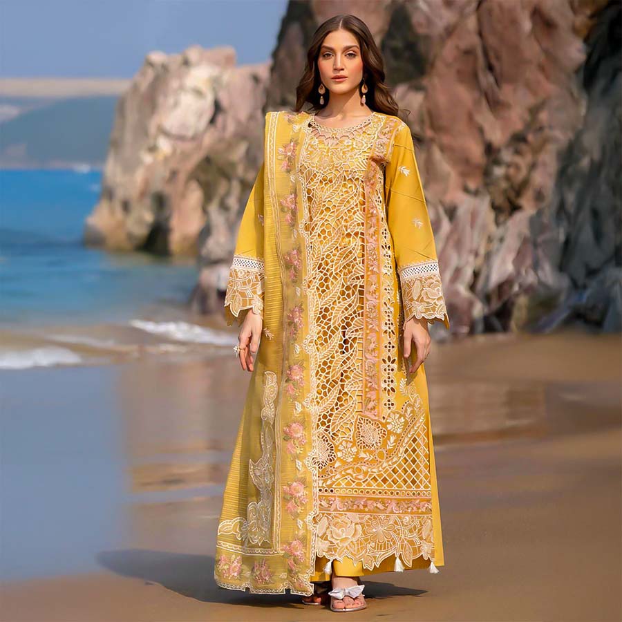 Yellow Cotton Casual Wear Salwar Kameez
