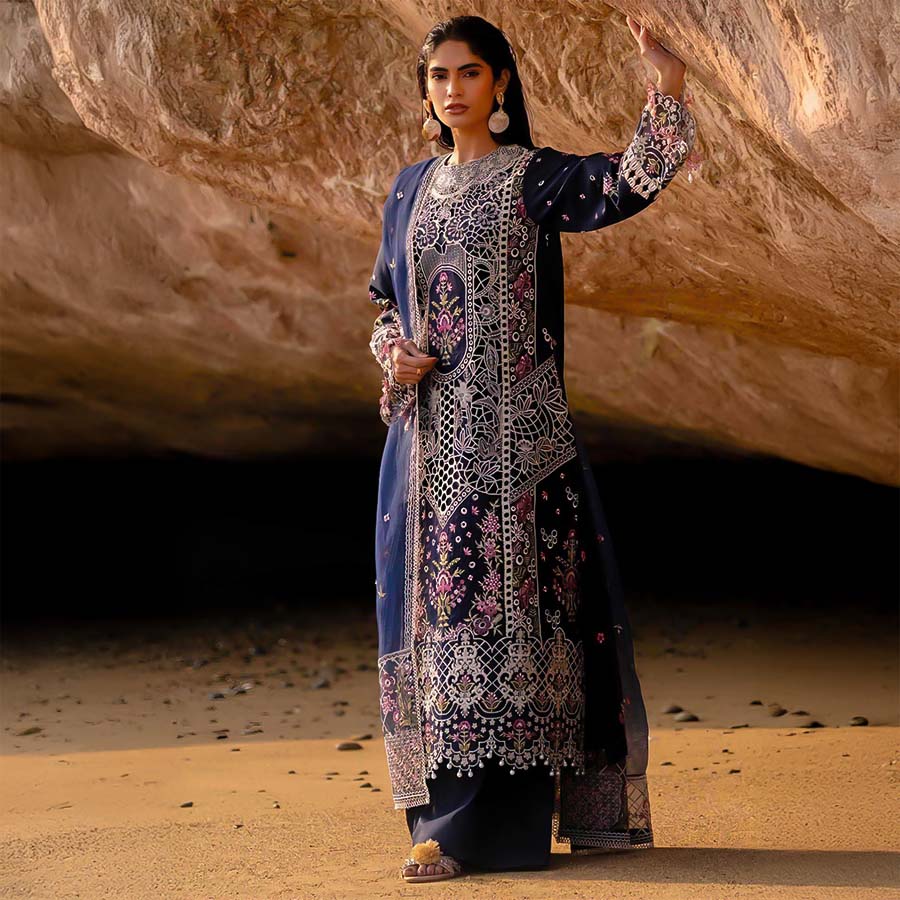 Violet Cotton Casual Wear Salwar Kameez