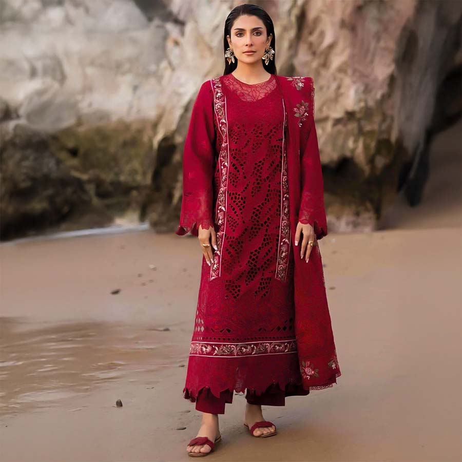 Red  Cotton Casual Wear Salwar Kameez