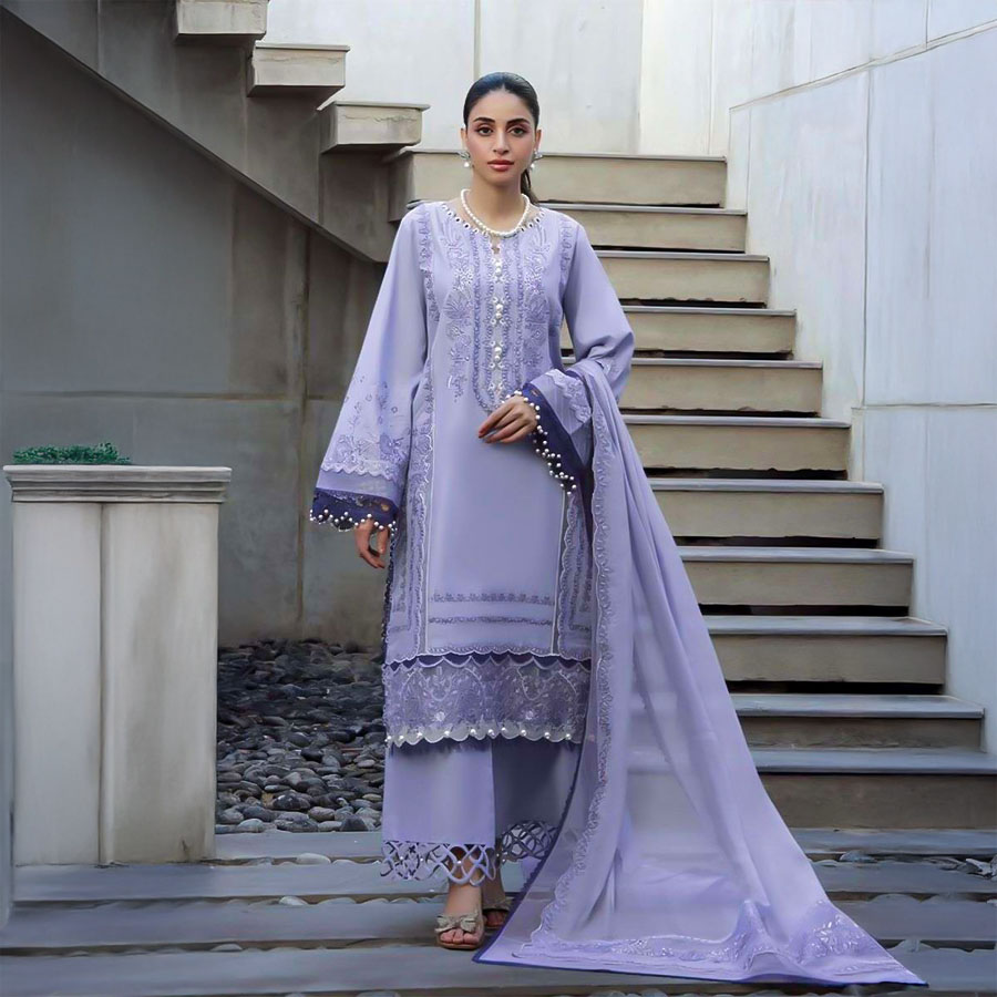 Purple  Cotton  Printed Salwar Kameez