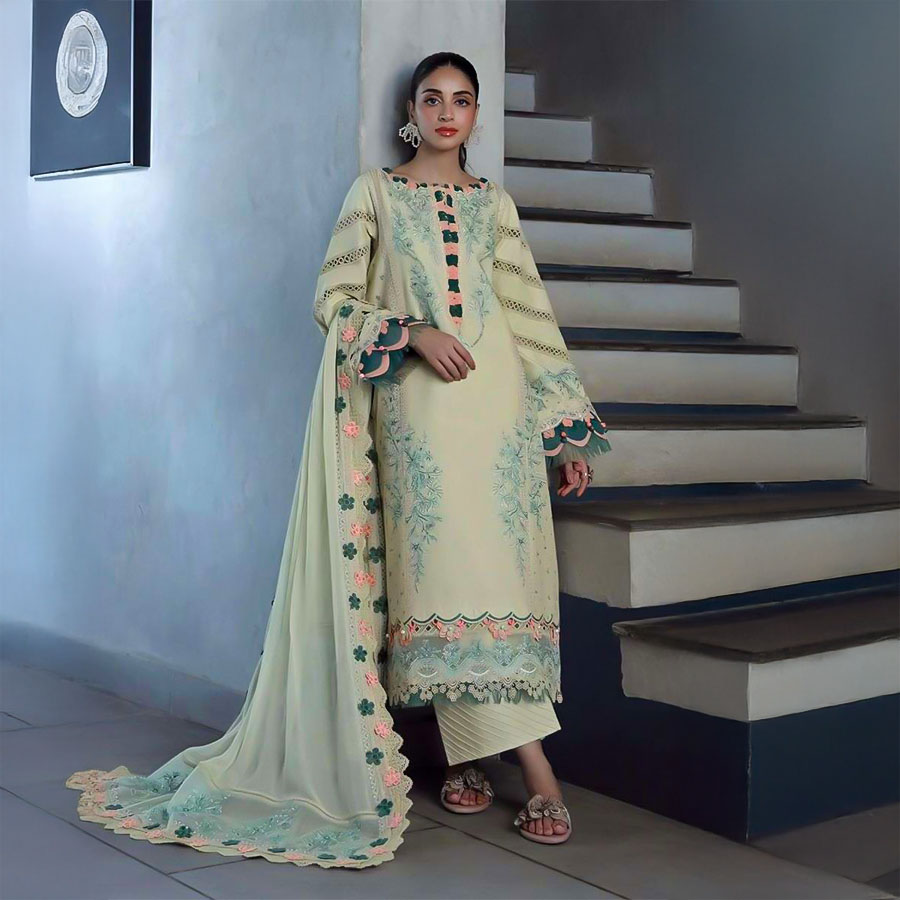 Green  Cotton  Printed Salwar Kameez