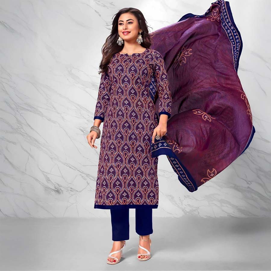 Blue  Cotton Casual Wear Salwar Kameez