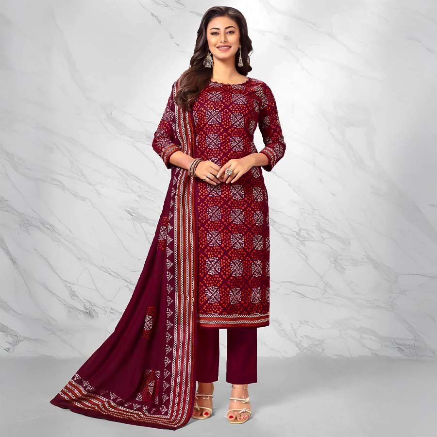 Brown  Cotton Casual Wear Salwar Kameez