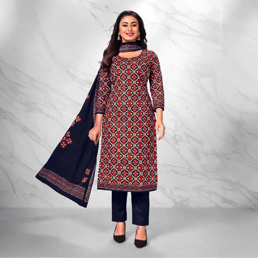 Brown  Cotton Casual Wear Salwar Kameez