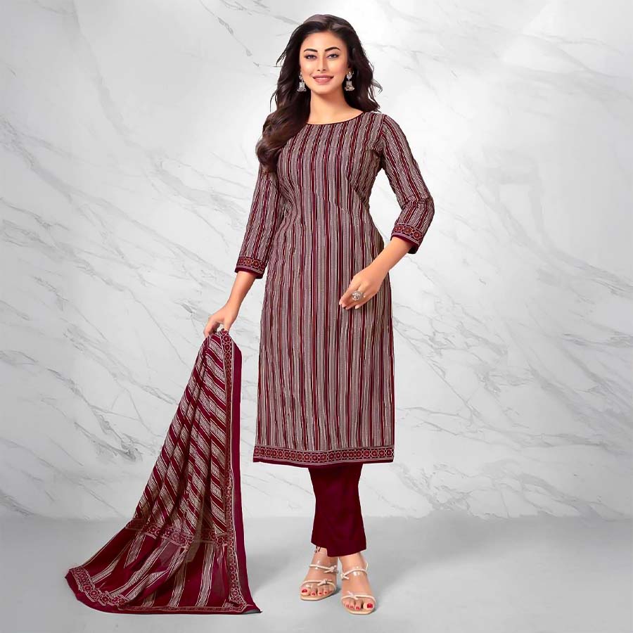 Brown  Cotton Casual Wear Salwar Kameez