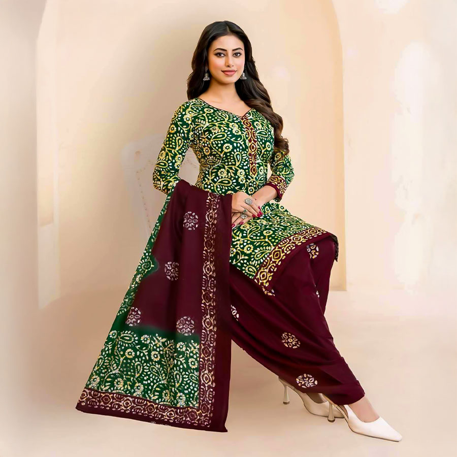 Green Cotton Casual Wear Salwar Kameez