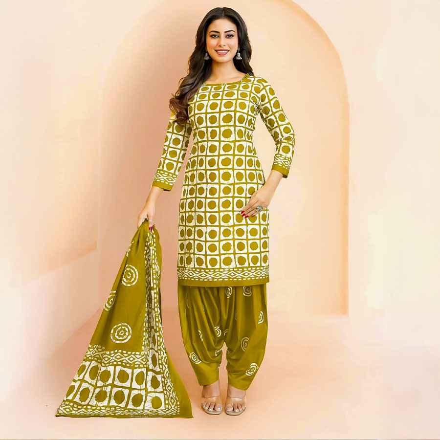 Green Cotton Casual Wear Salwar Kameez