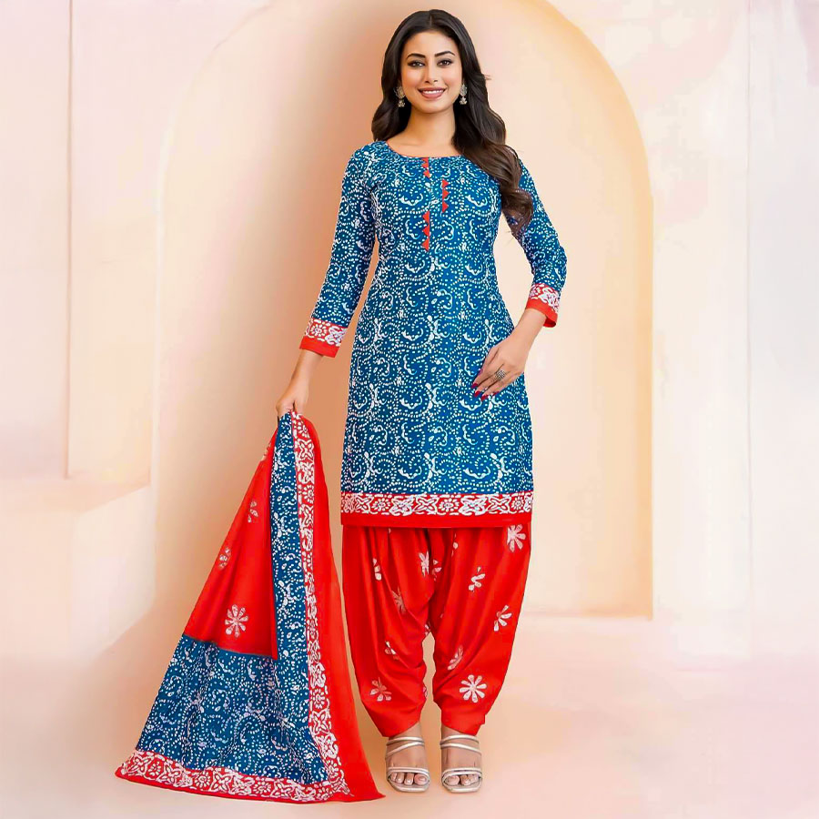 Blue Cotton Casual Wear Salwar Kameez
