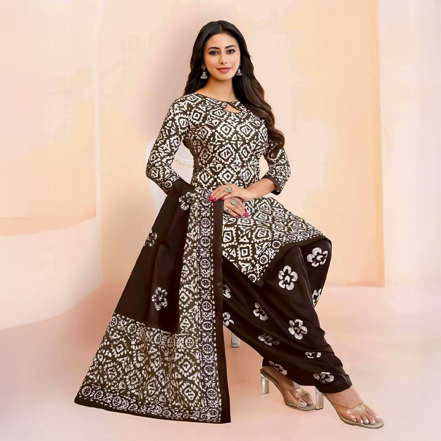 Brown Cotton Casual Wear Salwar Kameez