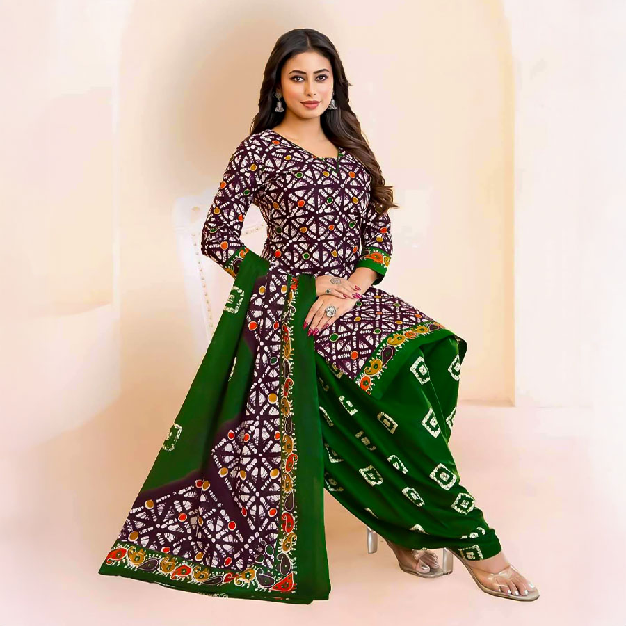 Green  Cotton Casual Wear Salwar Kameez