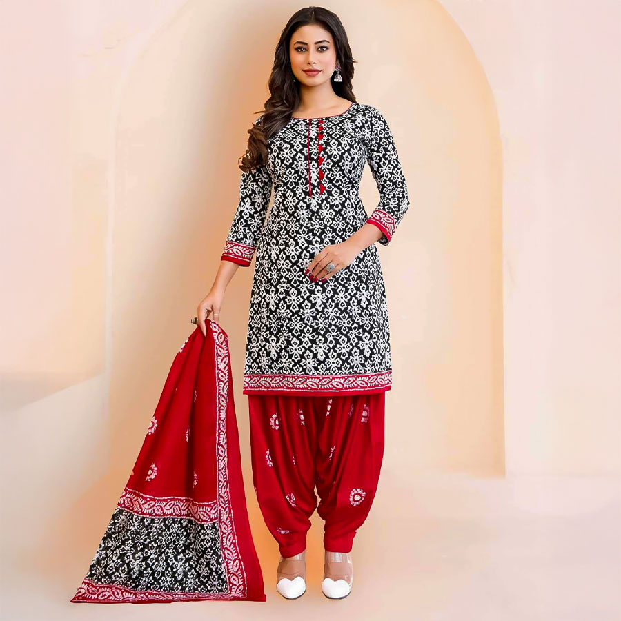 Black  Cotton Casual Wear Salwar Kameez
