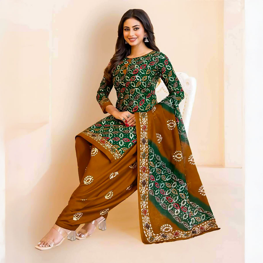 Green  Cotton Casual Wear Salwar Kameez