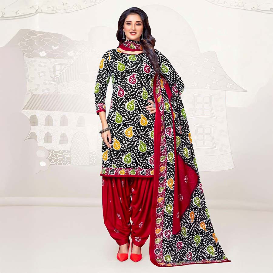 Black  Cotton Casual Wear Salwar Kameez