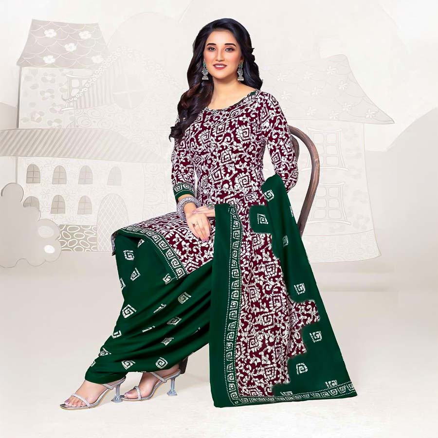 Brown Cotton Casual Wear Salwar Kameez