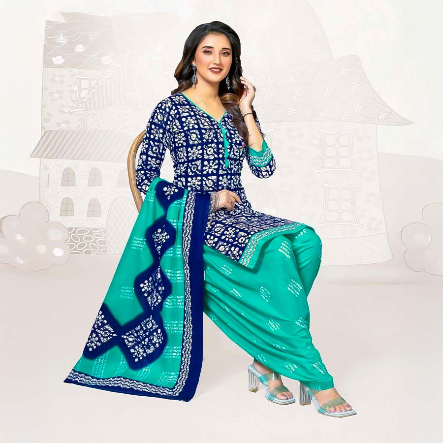 Blue  Cotton Casual Wear Salwar Kameez