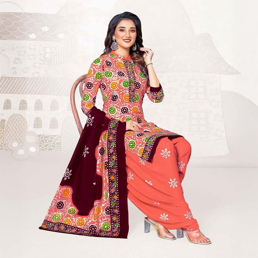 Orange  Cotton Casual Wear Salwar Kameez