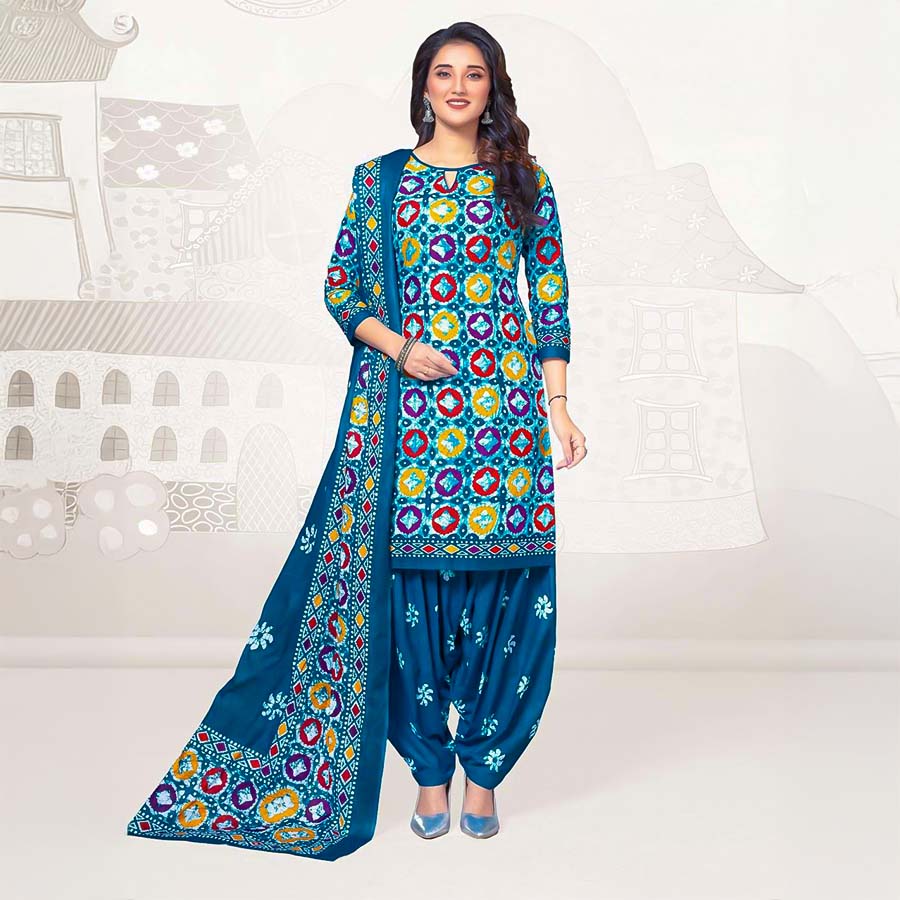 Blue  Cotton Casual Wear Salwar Kameez