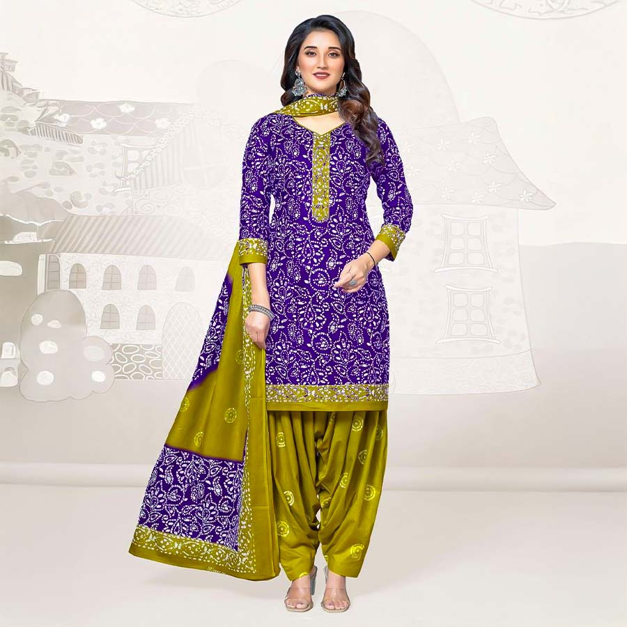 Violet Cotton Casual Wear Salwar Kameez