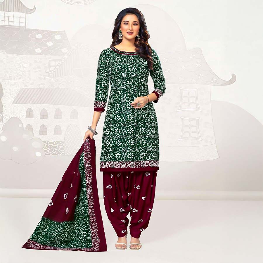 Green  Cotton Casual Wear Salwar Kameez