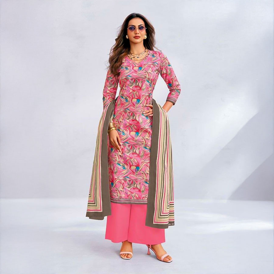 Pink  Cotton Casual Wear Salwar Kameez