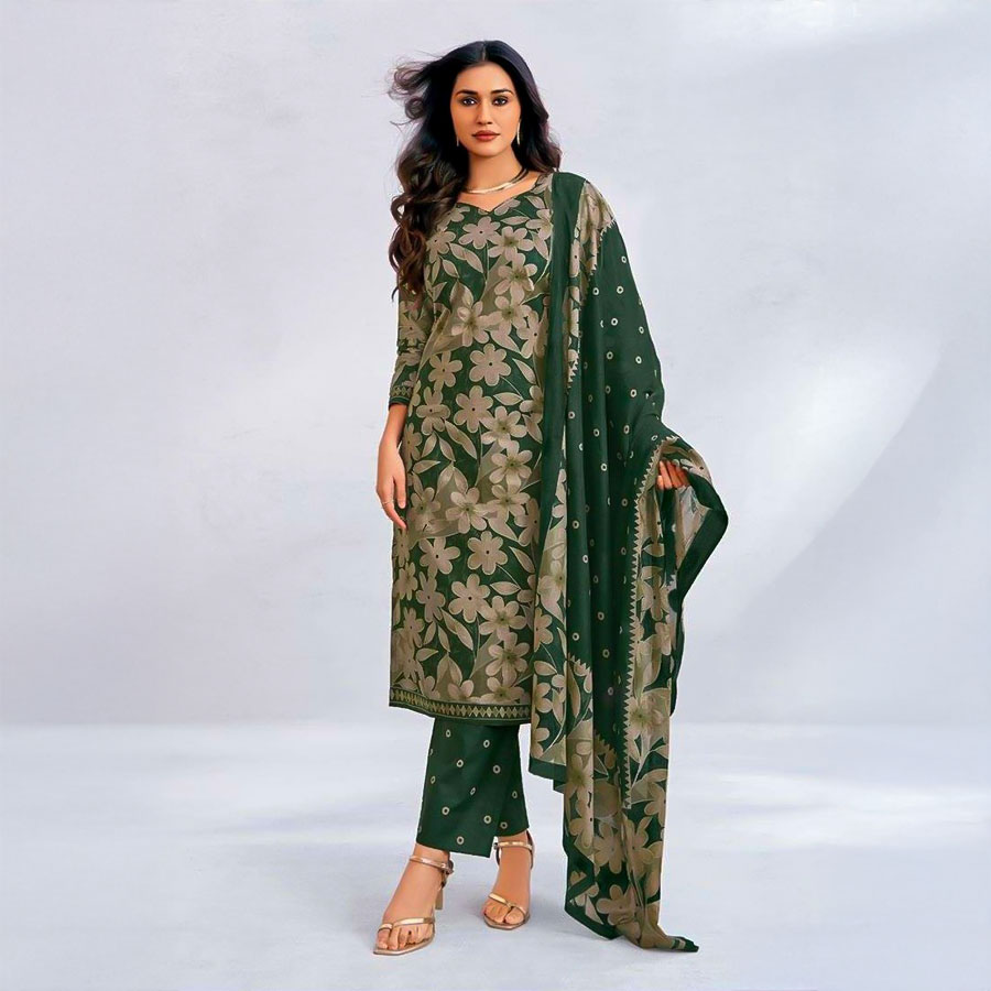 Green  Cotton Casual Wear Salwar Kameez