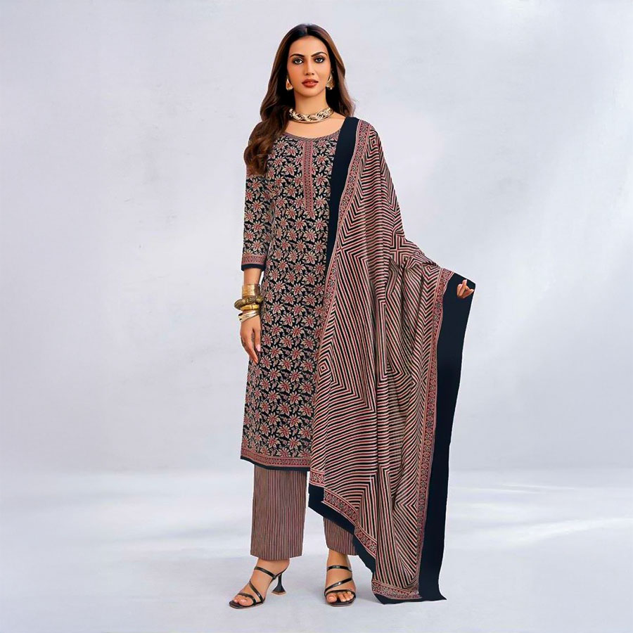 Brown Cotton Casual Wear Salwar Kameez