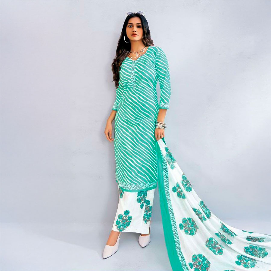 Green  Cotton Casual Wear Salwar Kameez