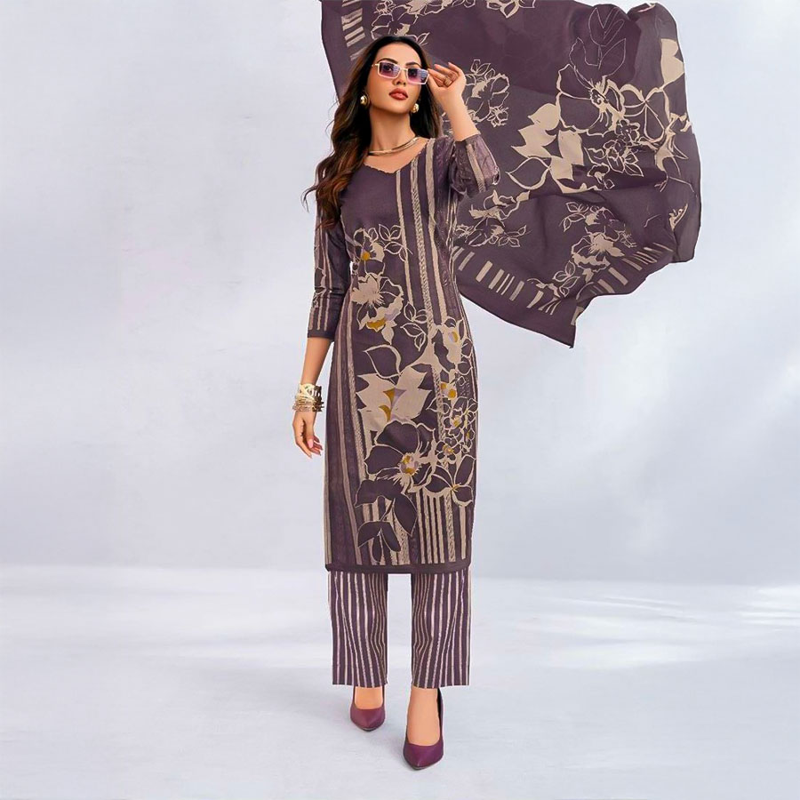 Brown Cotton Casual Wear Salwar Kameez