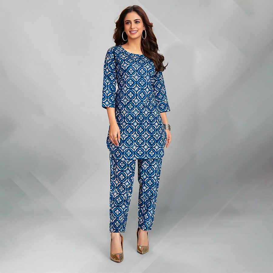 Blue  Fancy Printed Kurti