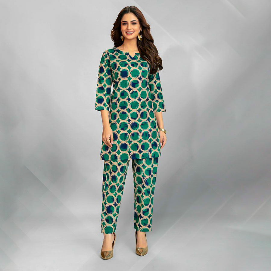 Green  Fancy Printed Kurti