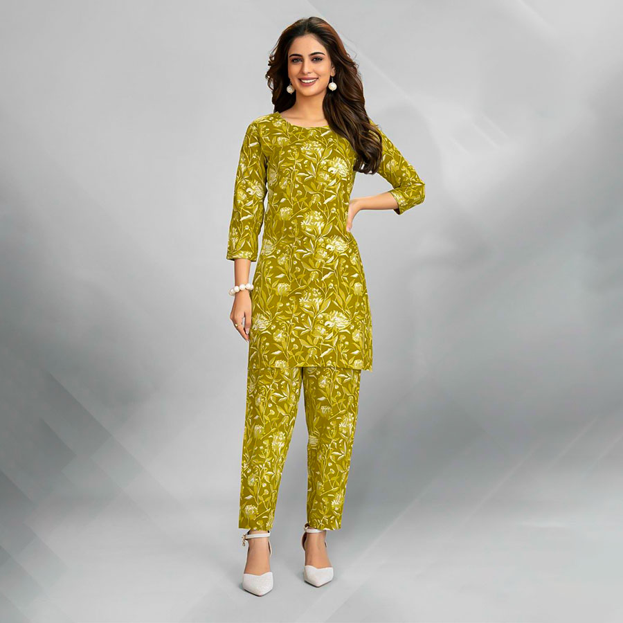 Green  Fancy Printed Kurti