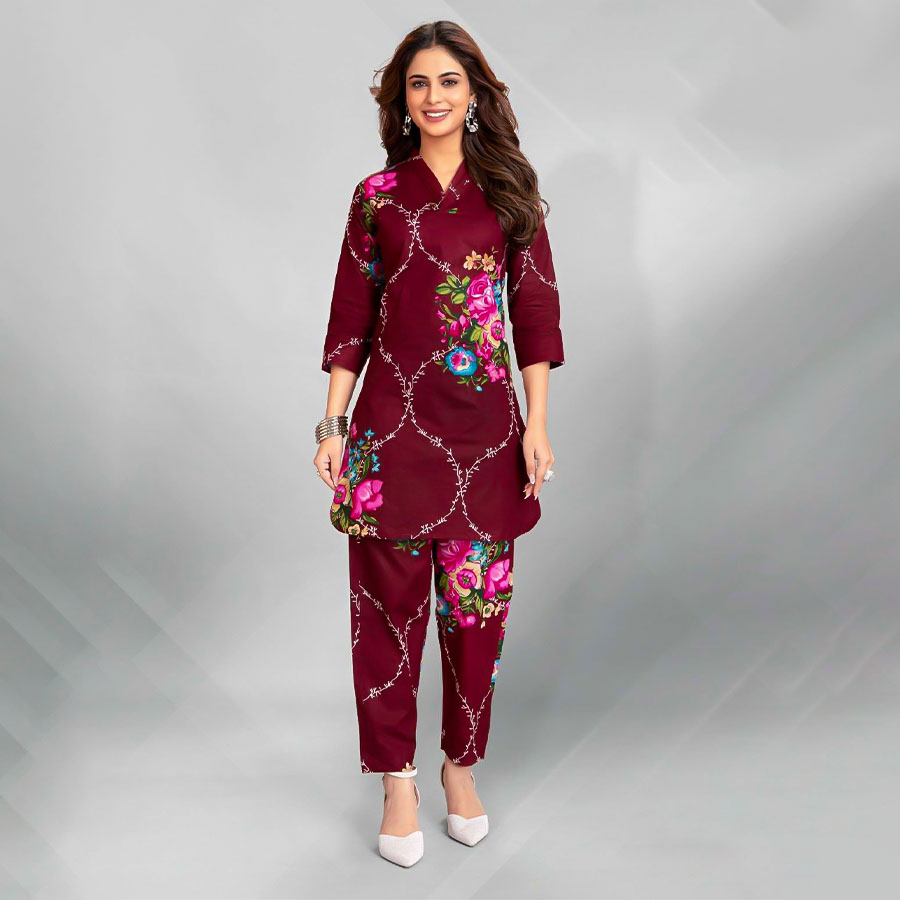 Brown Fancy Printed Kurti