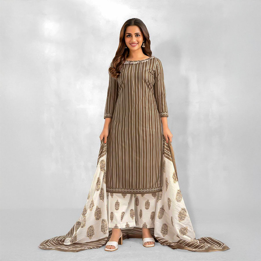 Brown Fancy Casual Wear Salwar Kameez