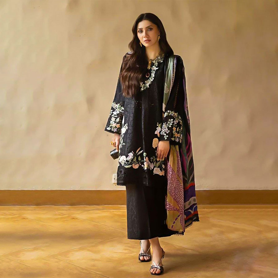 Black Cotton Casual Wear Salwar Kameez