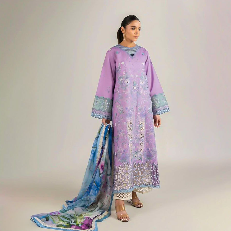 Purple Cotton Casual Wear Salwar Kameez