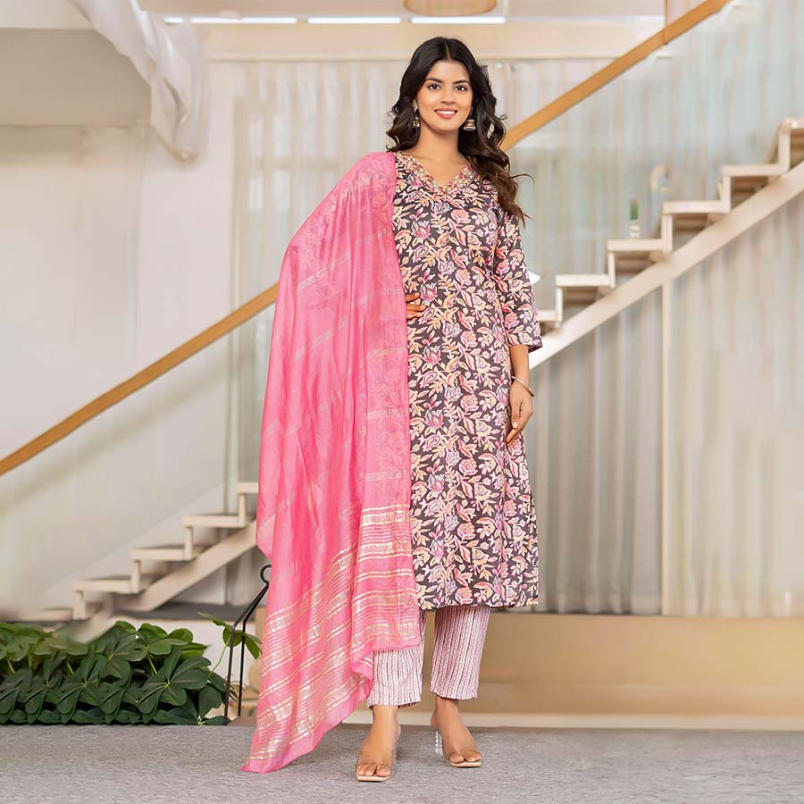 Pink Capsule Print Printed Kurti