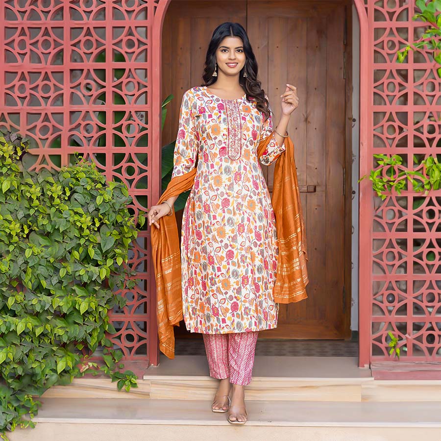 Light Brown Capsule Print Printed Kurti