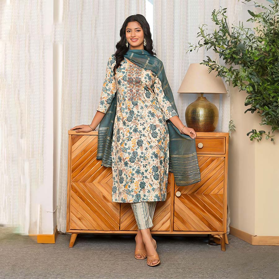 Green  Capsule Print Printed Kurti