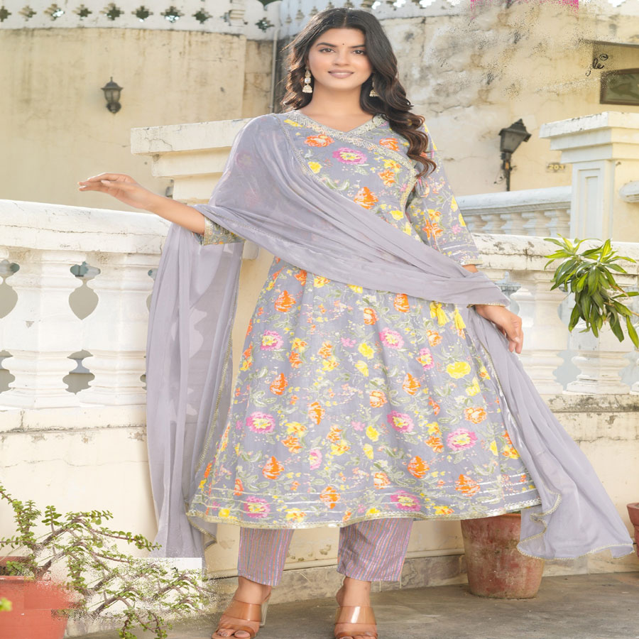 Light purple COTTON Anarkali Suit