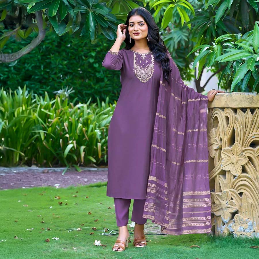 Violet  Roman Silk  Casual Wear Salwar Kameez