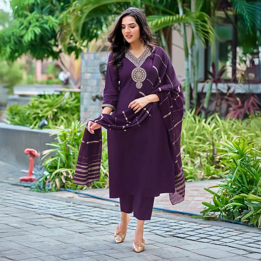 Violet  Roman Silk  Casual Wear Salwar Kameez