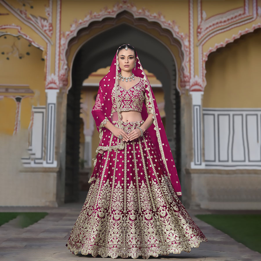 Pink Net Designer Lehenga