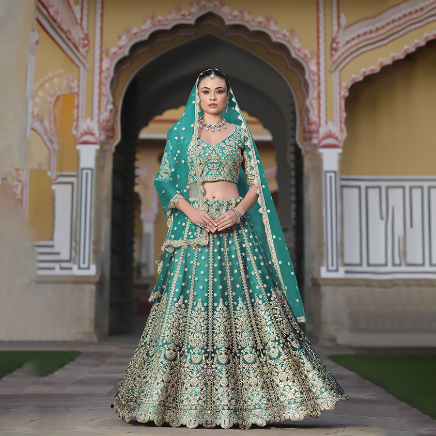 Sky blue Net Designer Lehenga