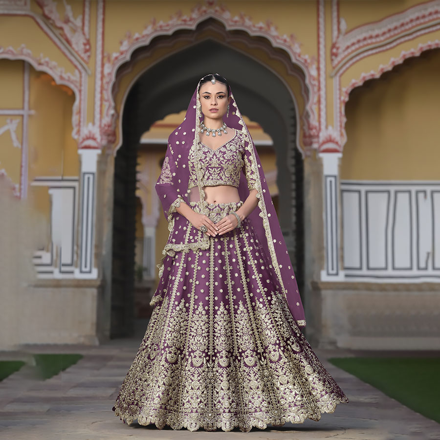 Purple Net Designer Lehenga