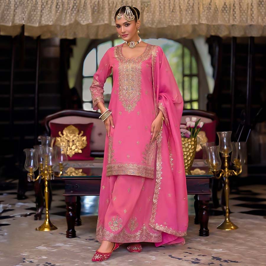 Pink  Simar Silk Party Wear Salwar Kameez